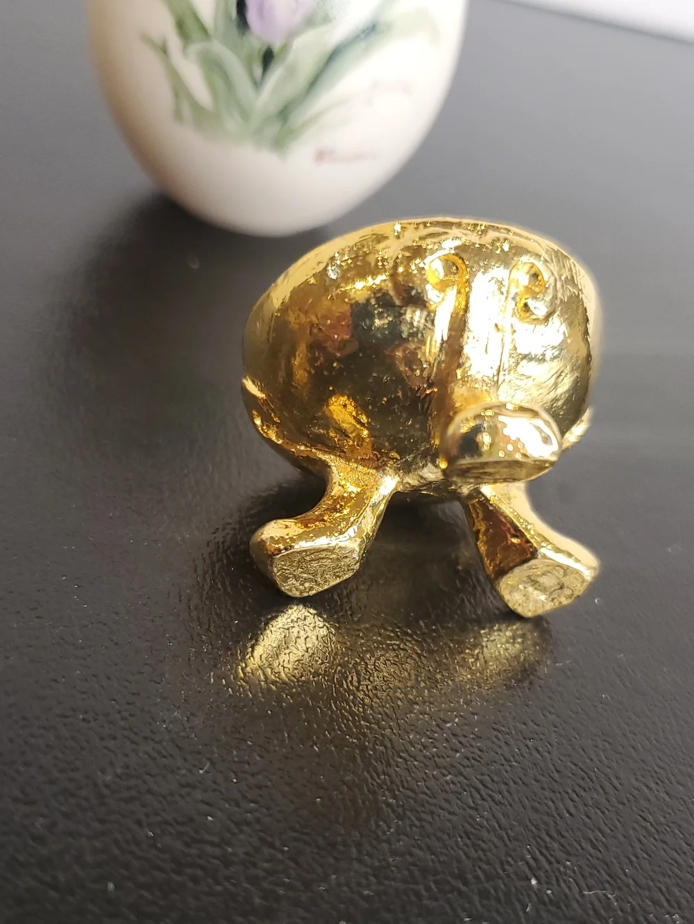 Hand-Painted Floral Porcelain Egg Ornament On Gold Tone Plated Stands (Set of 2)